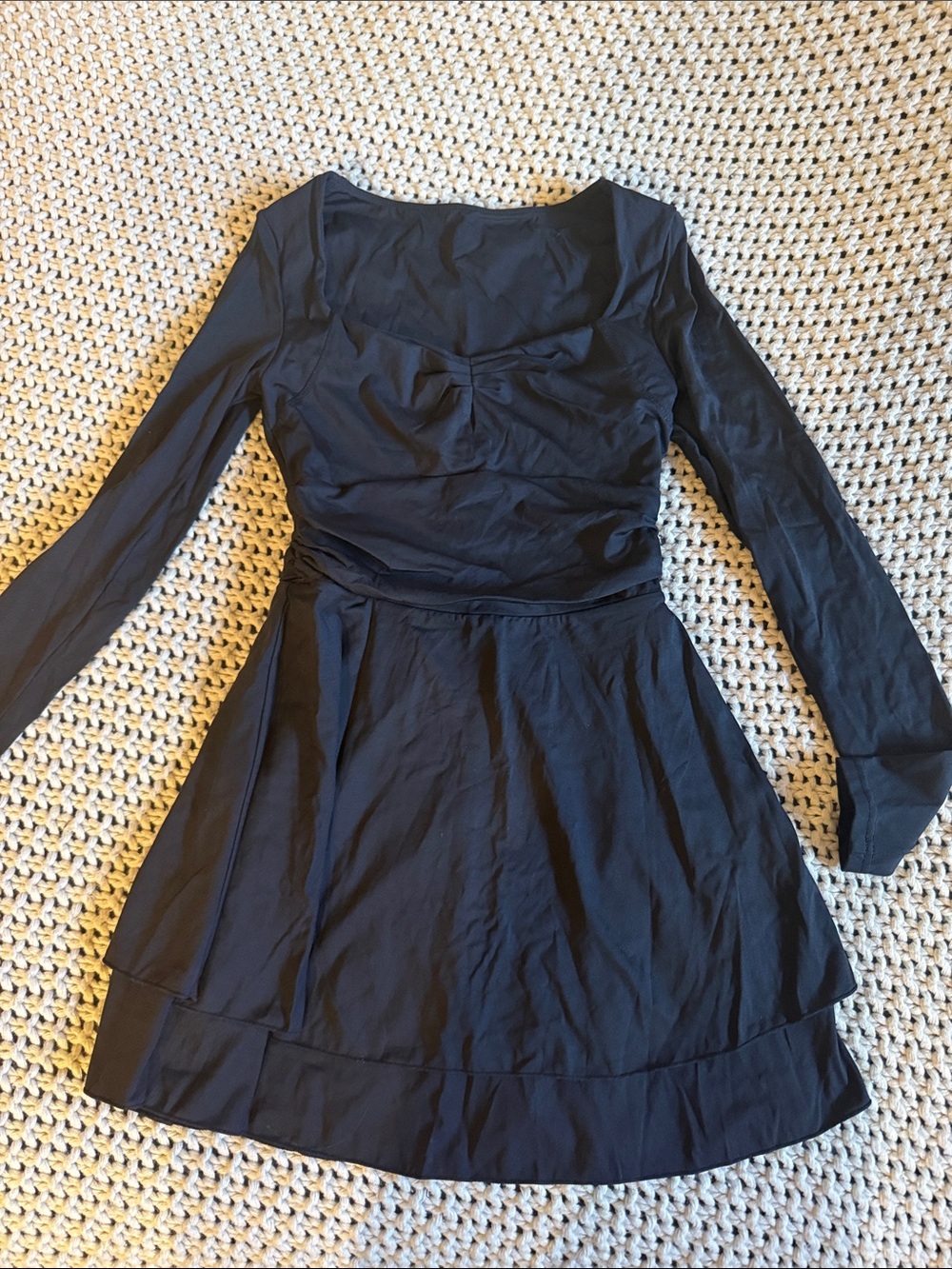 Amazon Black Long-Sleeve Fit & Flare Dress